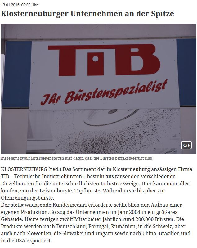 TIB - Klosterneuburger Unternehm an der Spitze